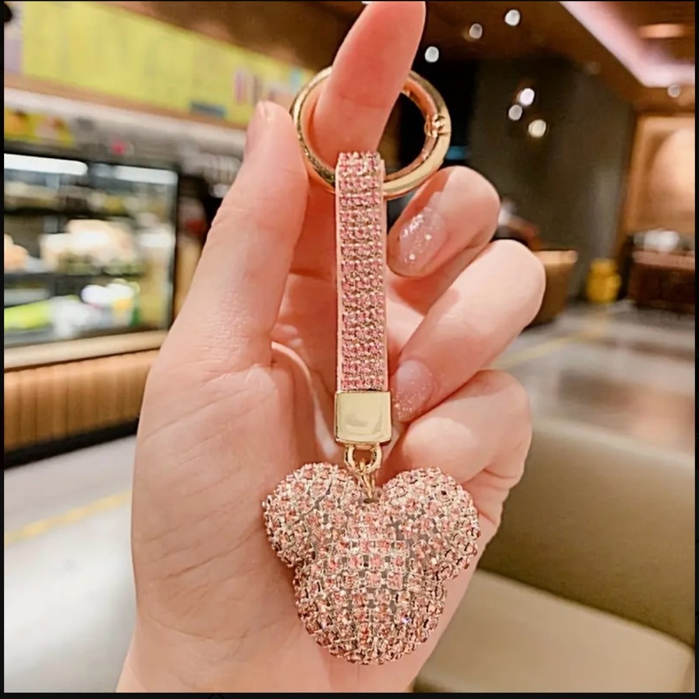 Mouse rhinestone key charm